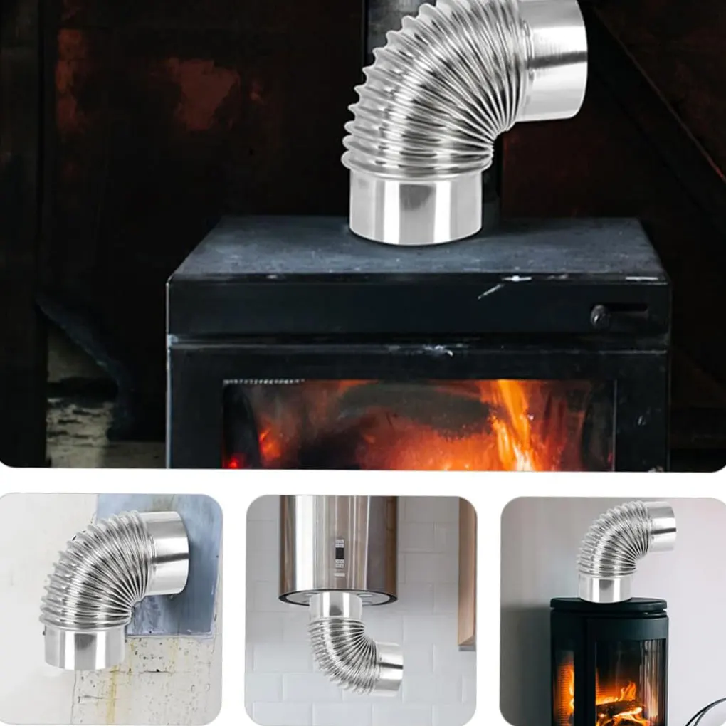 Silver Multi-Functional Chimney Exhaust Flue With Flexible Duct Pipe For Exhaust Fan Convenient