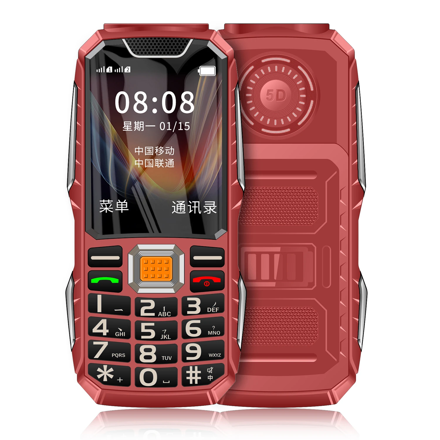 Push Button Rugged Mobile Phone 2.4" Dual Sim Bluetooth Dual Flashlight MP3 FM Big Horn 2400MAH Dustproof Shockproof CellPh