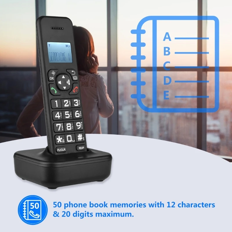 D1102B Desk Phone with Caller Display Wireless Landline Desktop Telephone for Hotels, Offices and Homes Multi Languages