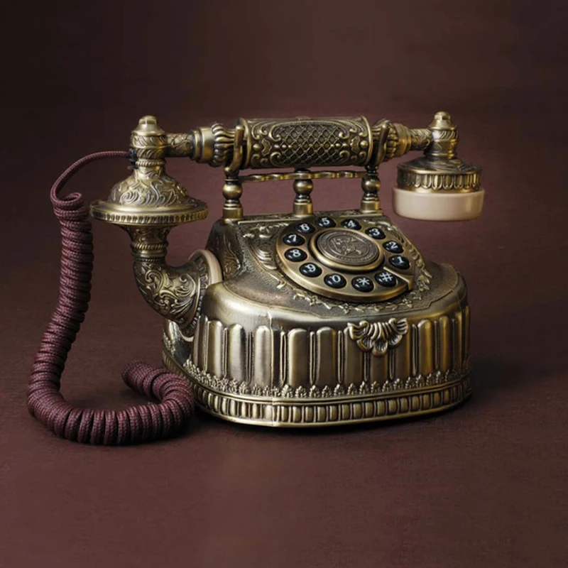 European Antique Wired Telephone American Metal Craft Antique Retro Fashion All Metal Landline Count Landline Telephone