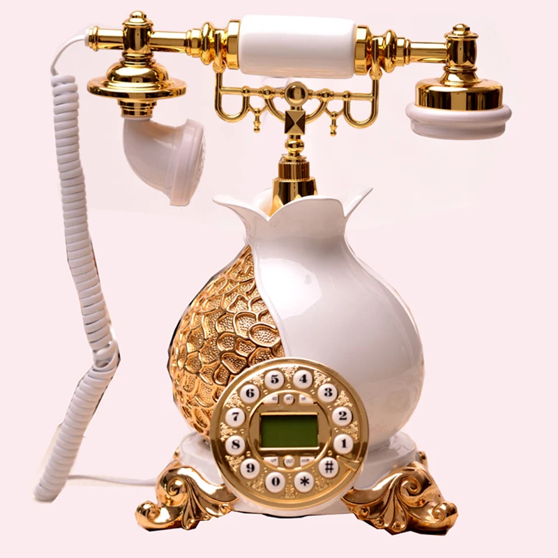 Retro Vintage Antique Telephone Decorative Landline Telephone Caller ID Phone Old Fashioned Push Button Dial