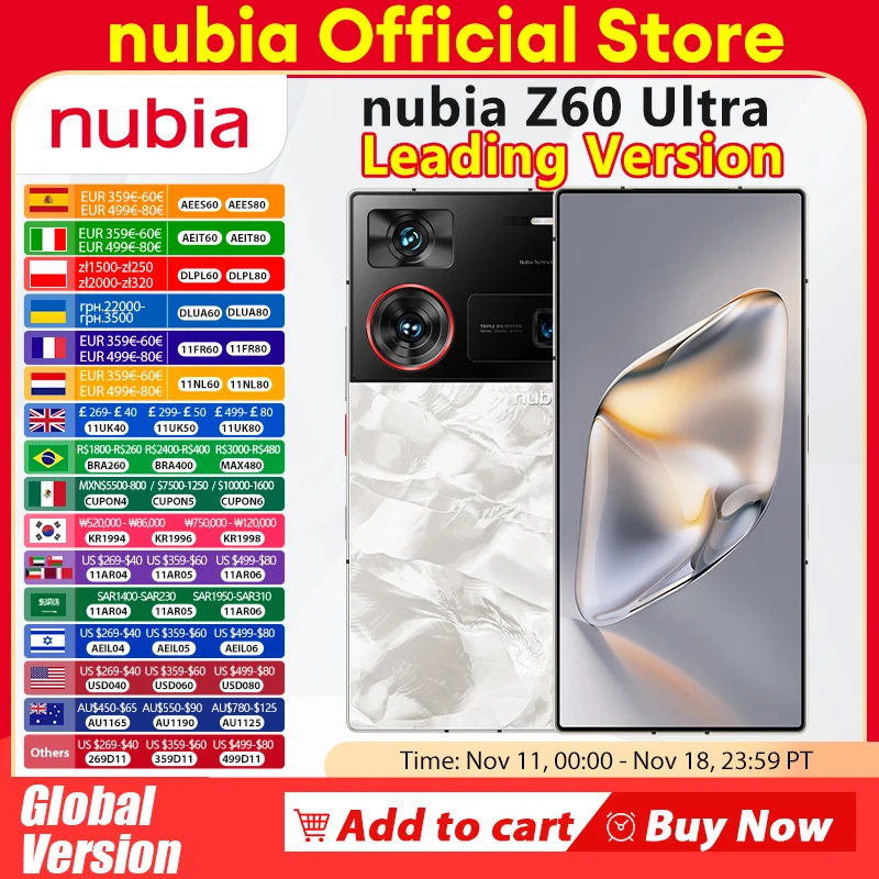 New Original Global Version Nubia Z60 Ultra Leading Version NX721J Snapdragon 8 Gen 3 Leading Version 6.8 50MP 6000mAh 80W NFC