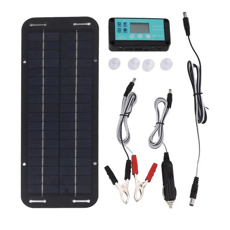 Car Solar Panel Charger 20W 12V/24V Portable Waterproof Solar Charger Maintainer Solar Panel Charging Kit For Car Motorcycle