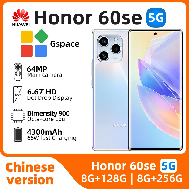 Honor 60 SE 5g Smart Phone CPU Dimensity 900 6.67'' 120Hz OLED Screen 4300mAh Battery 66W Charge 64MP Camera original 