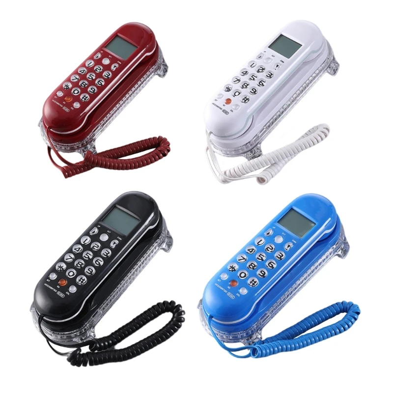 B365 Wall mounted Phone Crystal Base Small Landline Telephone Clear and User friendly LCD Display Multi Language