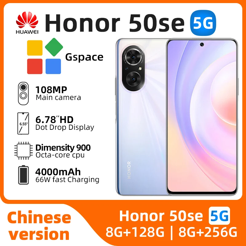 Honor 50 SE 5g SmartPhone 108MP Camera 6.78” 120HZ Full Screen 66W Super Charger Dimensity 900 NFC Google original used phone