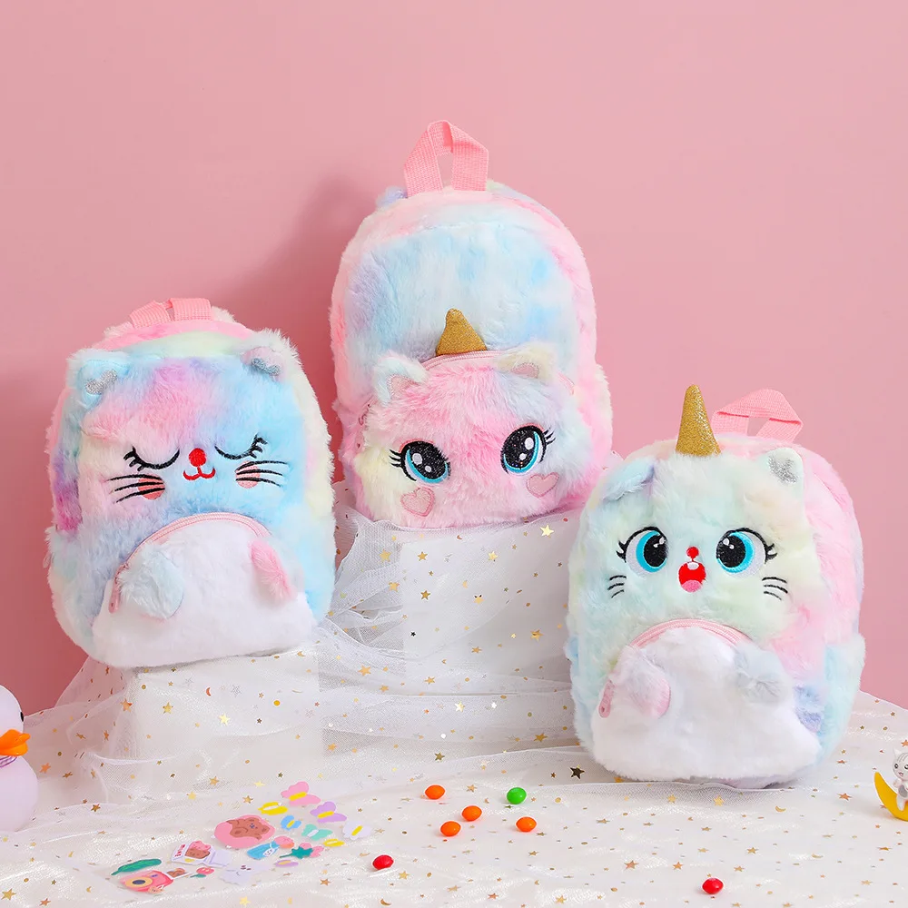 가방 Unicorn Plush Big Eyed Backpack Soft Plush Toys Kindergarten Children Cartoon Backpack Little Girl Bag Child Backpack Mochila