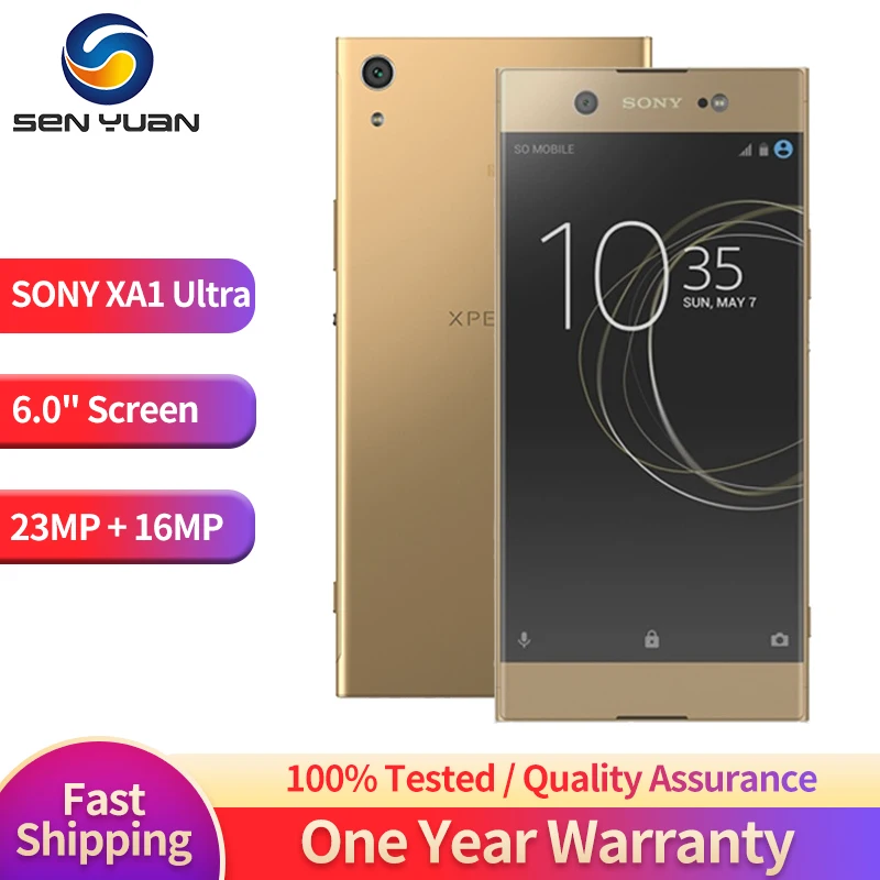 Original Sony Xperia XA1 Ultra Unlocked Smartphone Single/ Dual GSM Sim LTE Android Octa Core RAM 4GB ROM 32GB 6.0" Mobile 