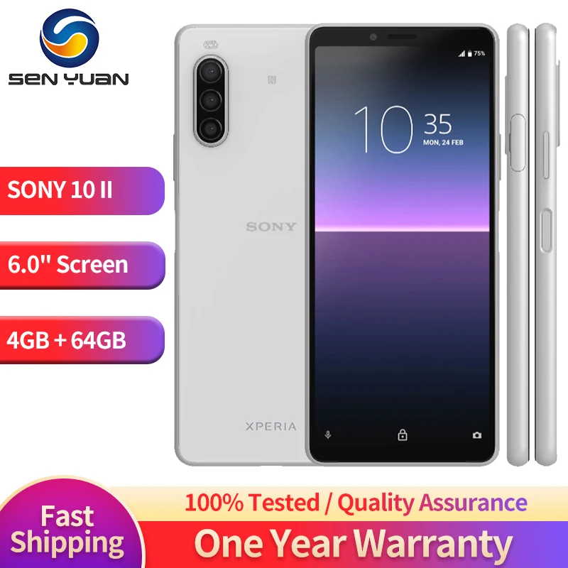 Sony Xperia 10 II 4G LTE Original CellPhone Single/Dual SIM XQAU51 XQAU52 4GB 64GB Triple Camera Android Octa-core Mobile Phone