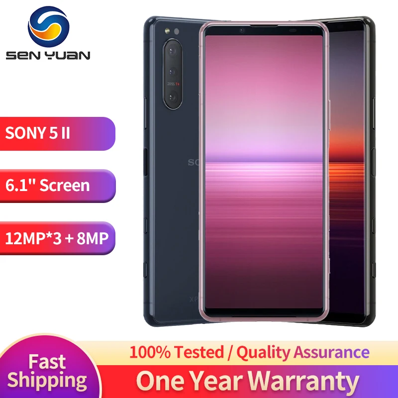 Sony Xperia 5 II 5ii Original Unlocked Mobile Phone 6.1'' 8GB +128GB/256G ROM NFC 12MP*3 Snapdragon 865 Octa Core Cell