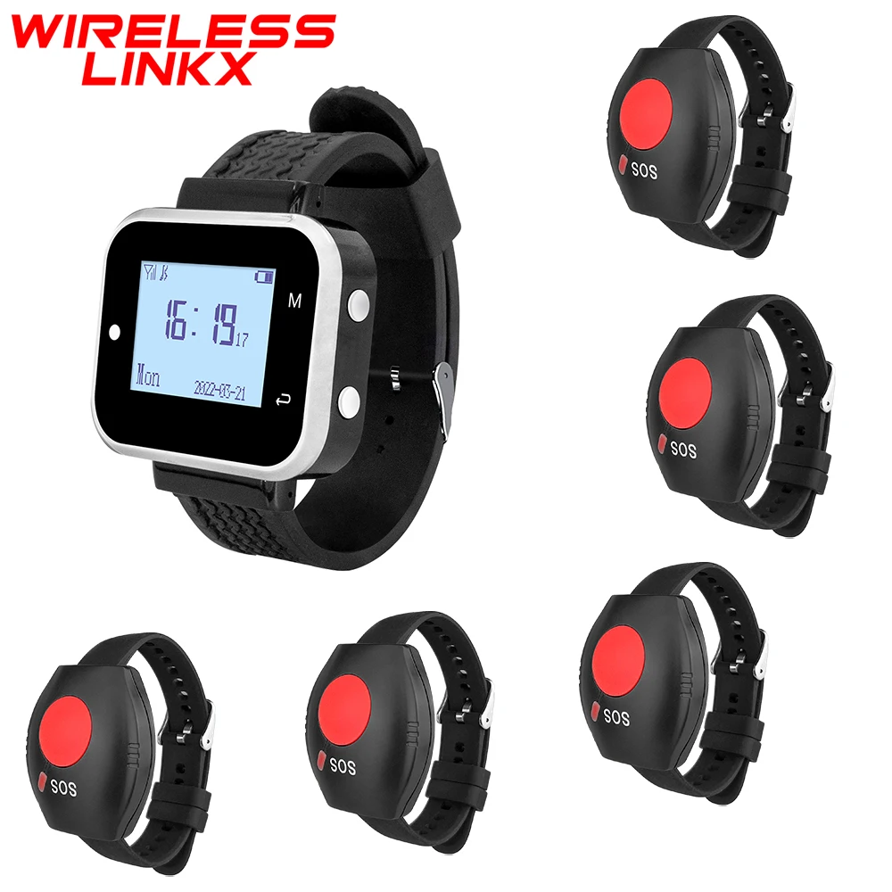 Wireless Caregiver Pager Smart Call System SOS Call Button Nurse Calling Alert Patient Help System for Home Personal Attention