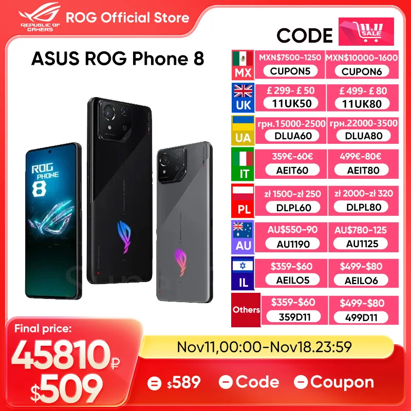 ASUS ROG 9 FE 5G Snapdragon 8 Gen 3 6.78 5500mAh 65W Charging 185Hz FHD Display 5500mAh Android 15 Global Version ROG 9 FE