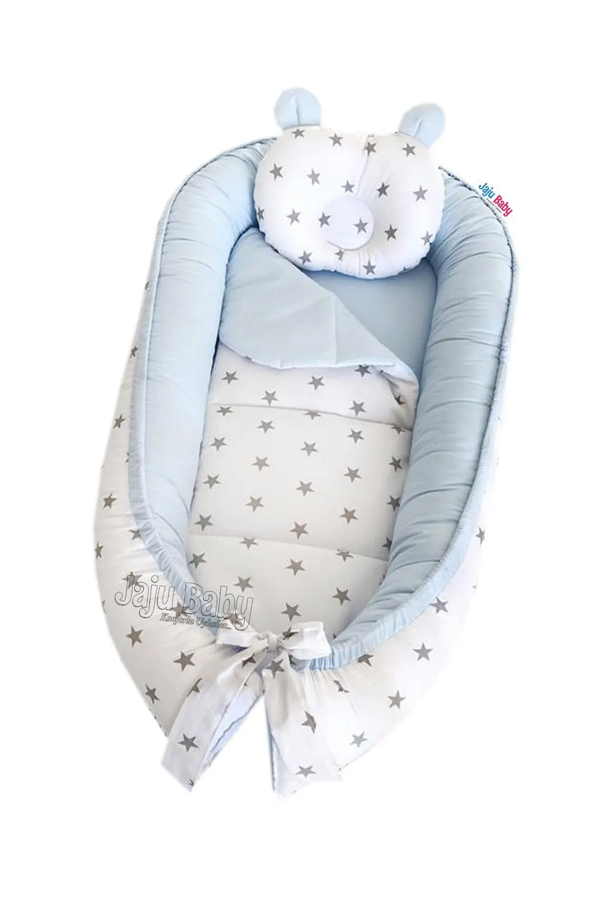 Handmade Blue - Gray Starry Luxury Orthopedic Babynest Mother's Side Portable Baby Bed