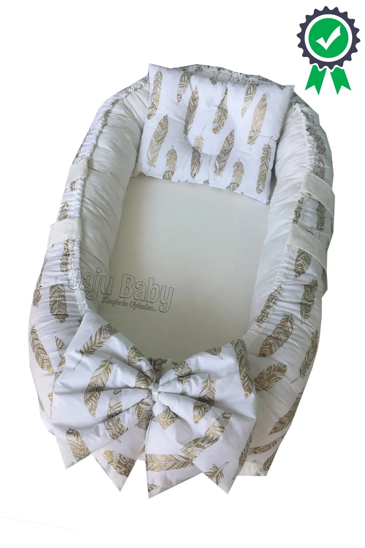 Handmade Gold Lurex Feather Design Luxury Orthopedic Baby Nest