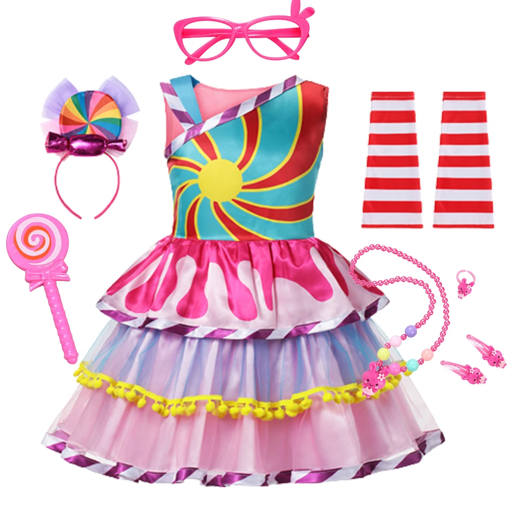 Girls Candy Dresses Girls Princess Costumes Children Evening Party Tutu Prom Gown Dress Lollipop Clothing for Girls Purim 2024