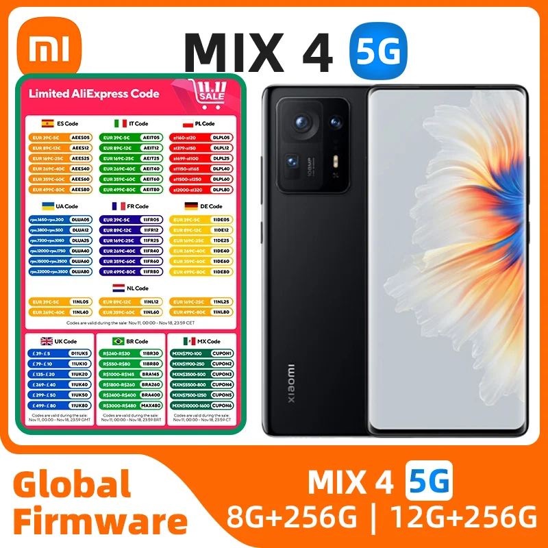 Xiaomi MIX 4 5g SmartPhone plus 6.67" OLED 120hz Screen 108MP Camera chinese version 4500mAh 120W Charge Original Used Phon