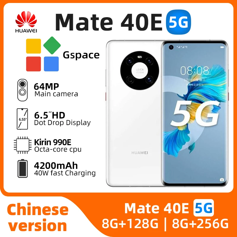 Huawei Mate 40E 5g SmartPhone Kirin 990E 6.5" 90HZ Screen 50MP Camera 4700mAh 40W Charge HarmonyOS Original Used Phone