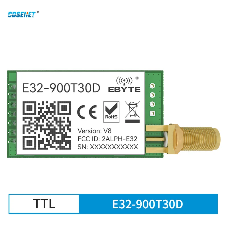 LoRa Wireless Serial Port Module RF UART 868MHz 915MHz 30dBm 8km Long Range SMA-K CDSENET E32-900T30D TTL DIP Tranceiver