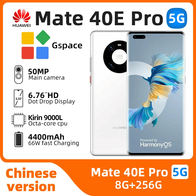 Huawei Mate 40E Pro 5g SmartPhone Kirin 9000L 6.76inch 90HZ Screen 50MP Camera 4400mAh 66W Charge HarmonyOS Original Used Phone