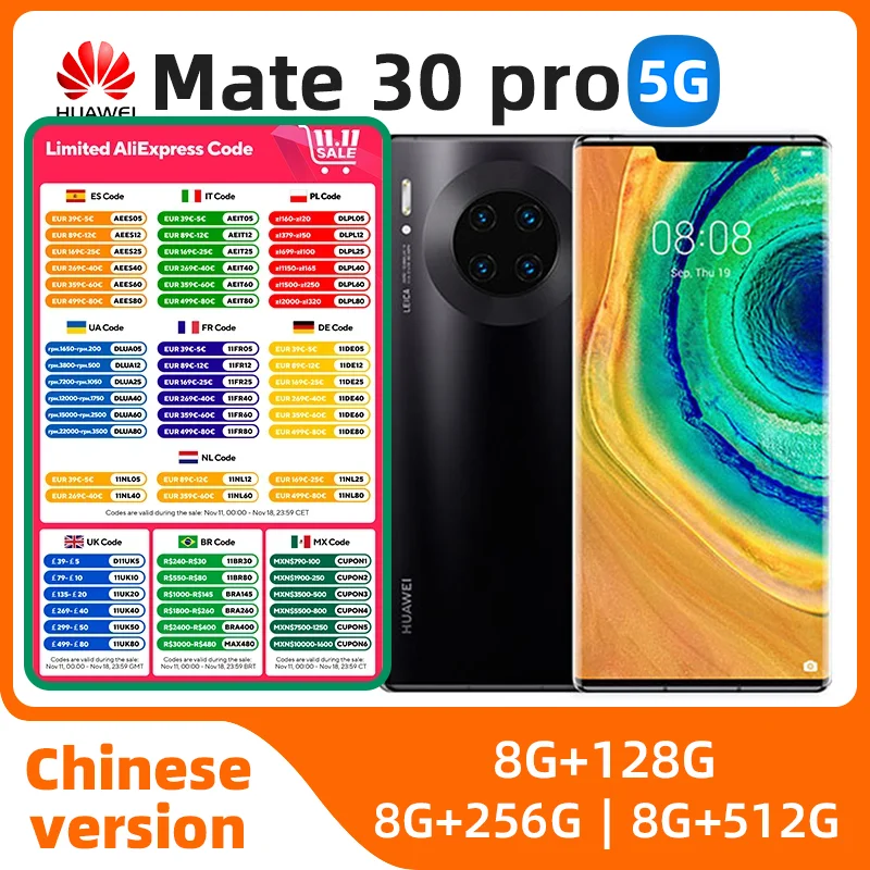 HUAWEI Mate 30 Pro 5g Smartphone Kirin 990 6.53inch OLED Screen 40MP+32MP Camera 4500mAh 40w SuperCharge Original Used Phone