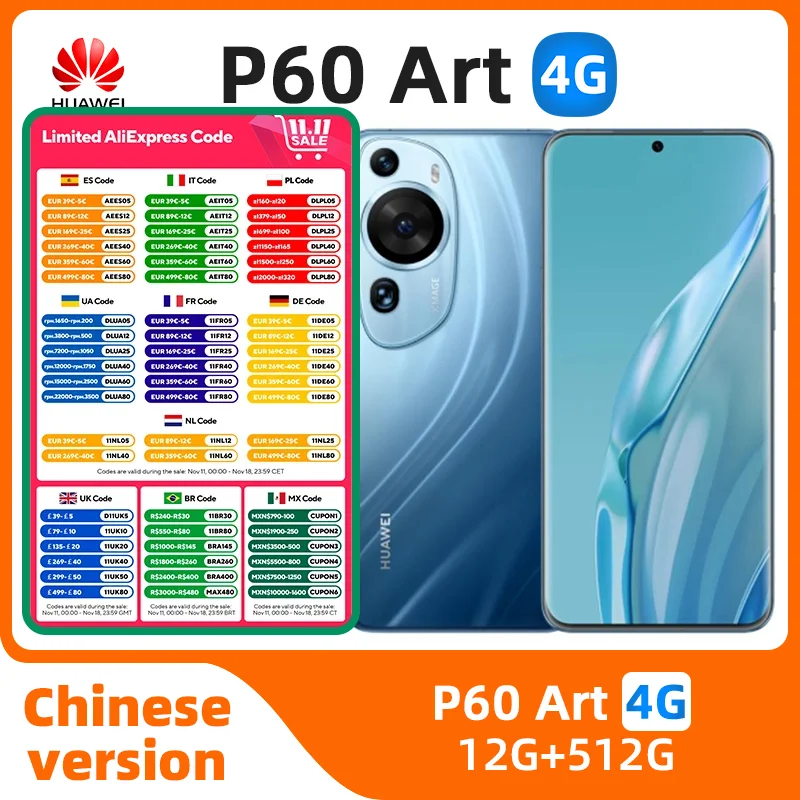 HUAWEI P60 Art 4g Smartphone Snapdragon 8+ 6.67inch 120HZ Screen 48MP Camera 5100mAh 88w Charge HarmonyOS Original Used Phone