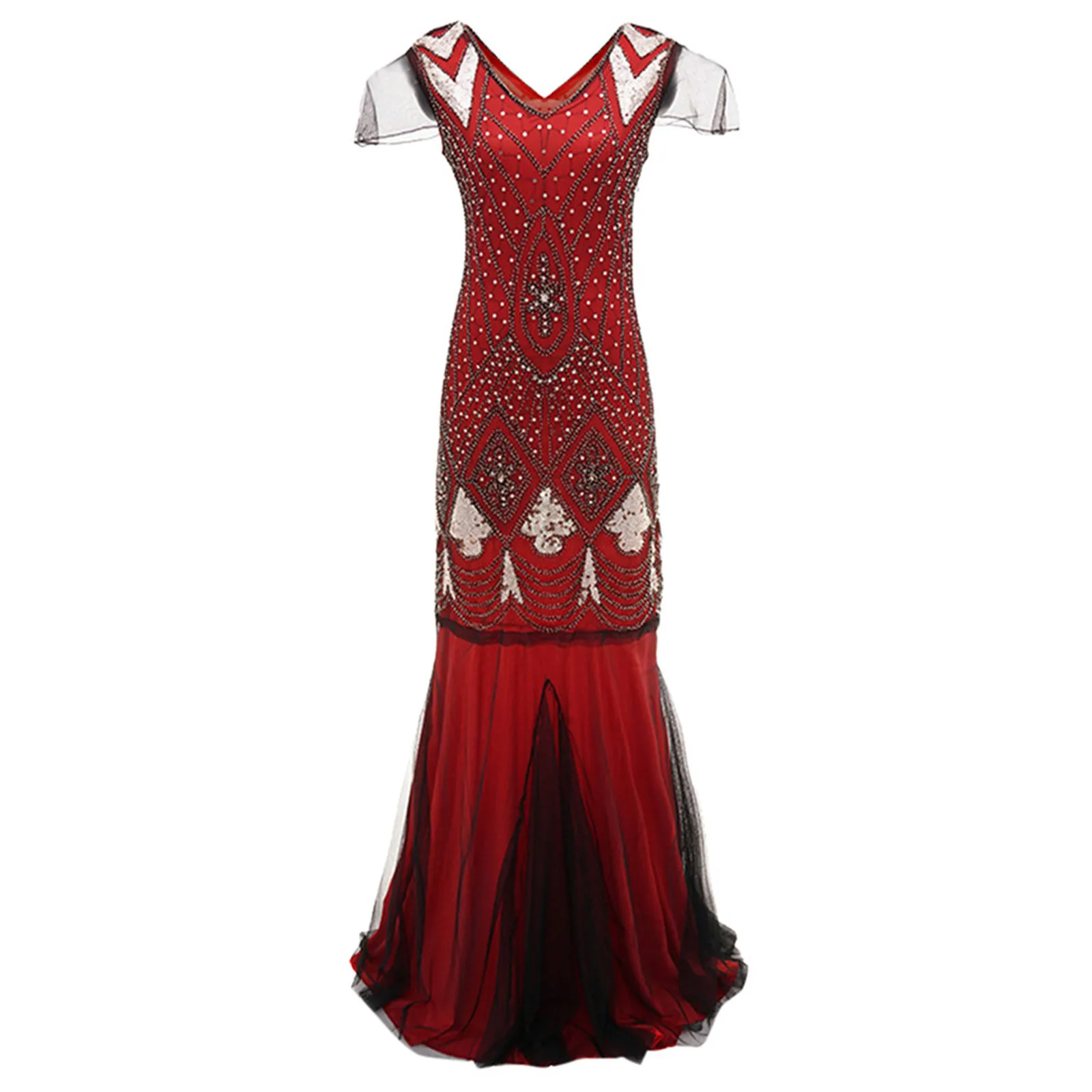 Women's Casual Dresses 1920s Flapper Fringe Sequin Retro Lace Embroidery Prom Beaded Toast Dress Party Dance Dresses Vestid