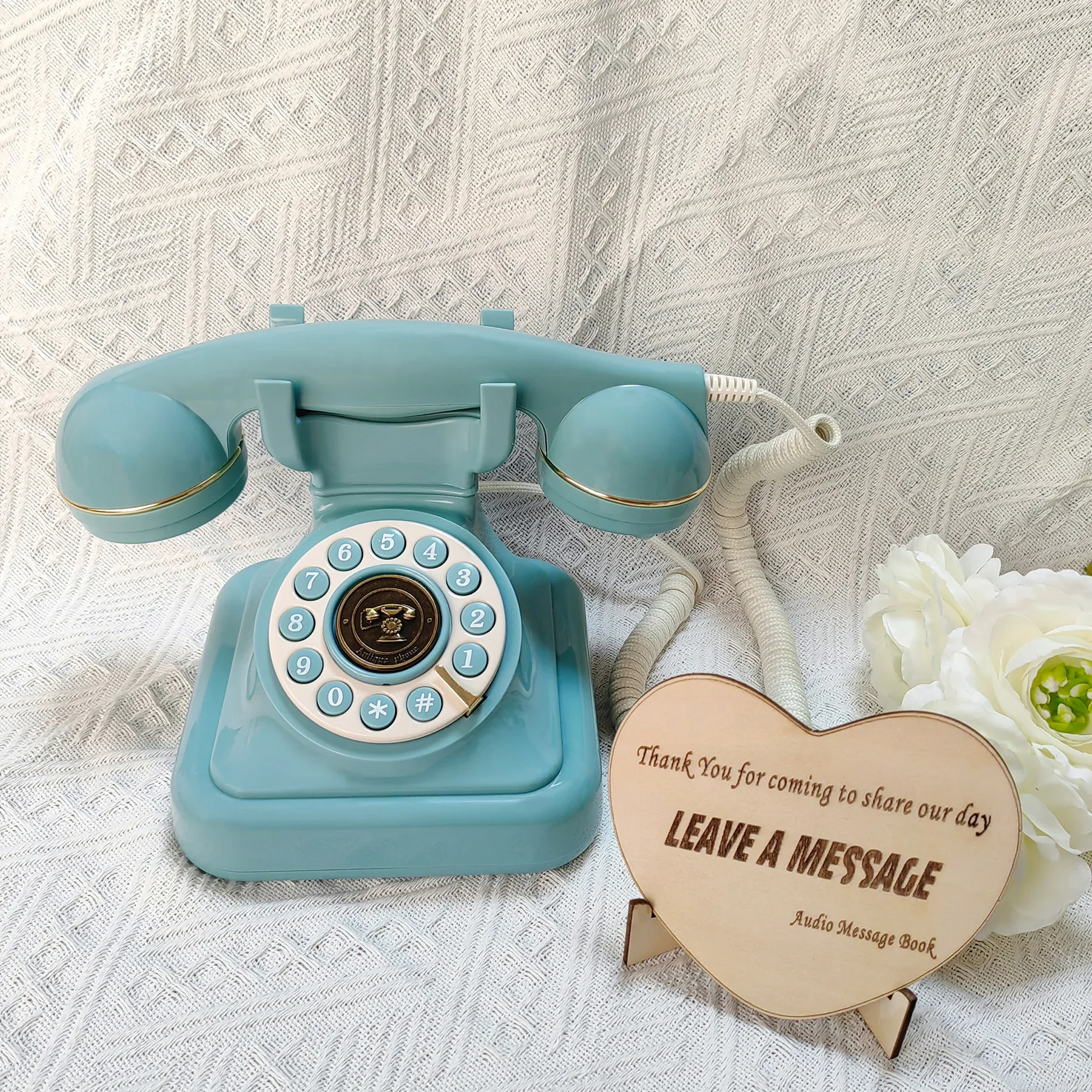 Nostalgic Audio Message Book Wedding Phone, European Birthday Party Voice Message Recorder, Preserve Your Special Memory