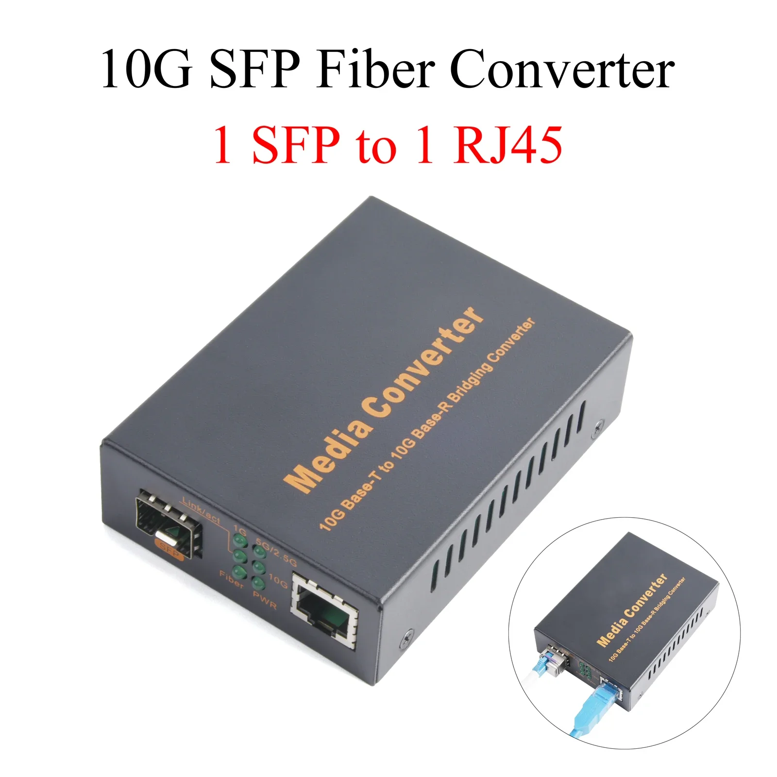 1PCS 10G SFP Media Converter 1 SFP to 1 RJ45 Transceiver 10Gbps Fiber Optic Switch With 10KM/20KM/40KM LC SFP Module