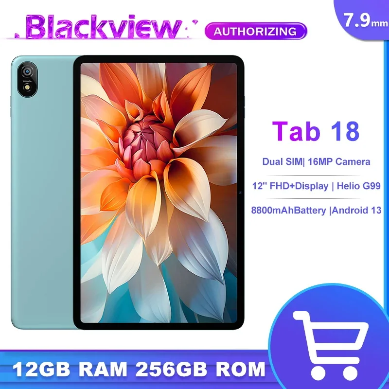 Blackview Tab 18 Tablet 12GB+12GB RAM 256GB ROM 12'' 2.4K FHD+Display Helio G99 8800mAhBattery Android 13.0 Netflix Wi