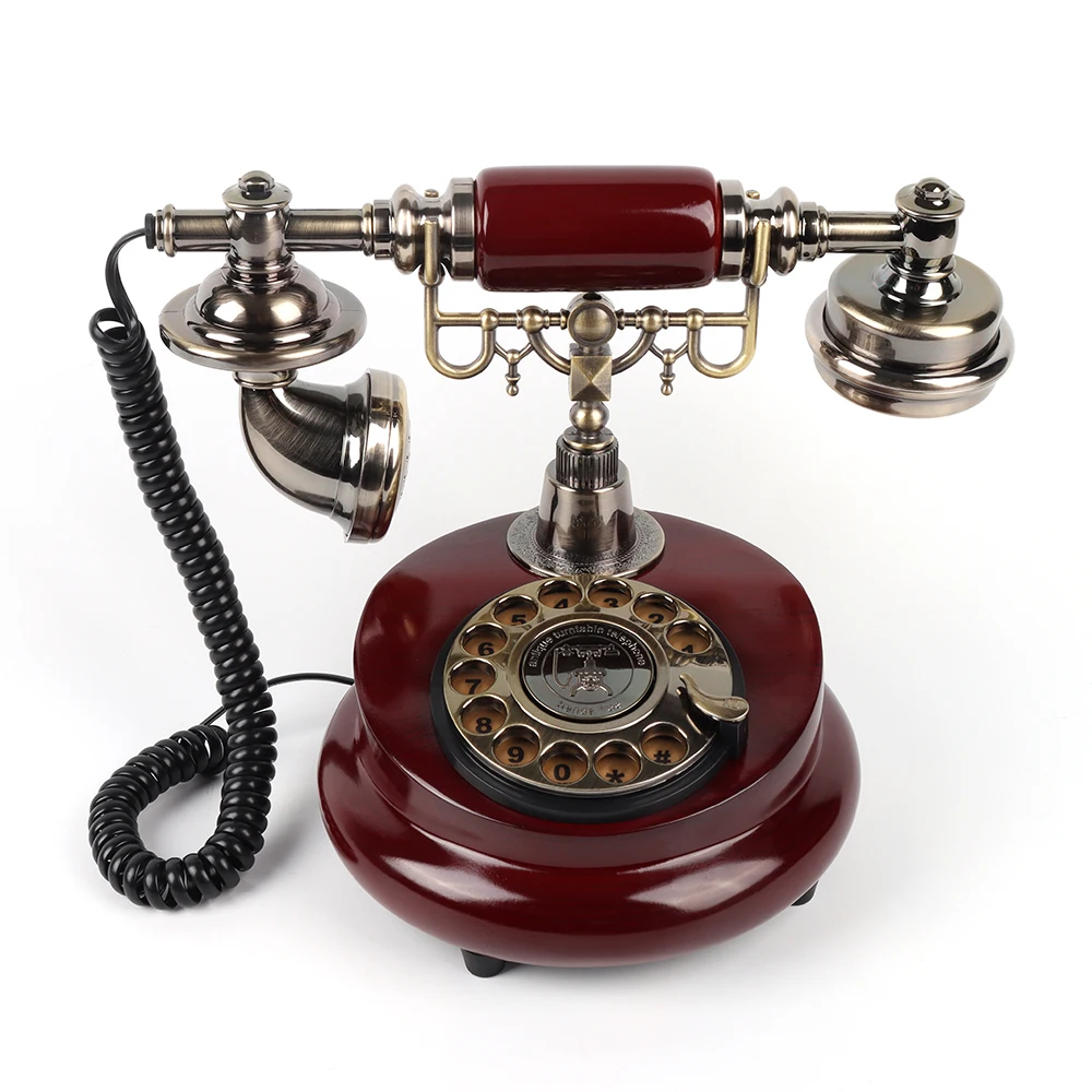 Cheeta Wooden Design Vintage Guestbook Telephone Rotary Phone Retro Wired Phone Recording Audio Guest Book Phone Wedding