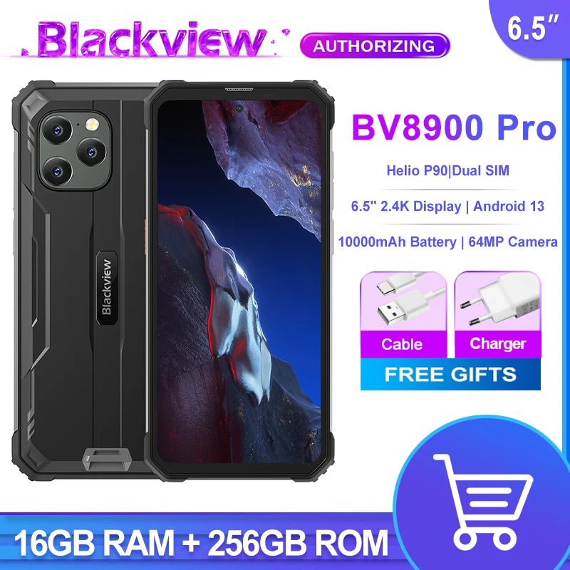 Blackview BV8900 PRO Rugged Smartphone 6.5'' FHD 2.4K Display 16GB+ 256GB Android 13 10000mAh Battery 64MP Camera Mobi
