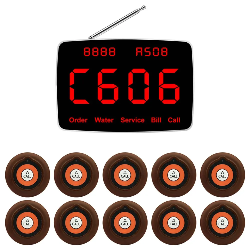 JINGLE BELLS Wireless Calling System Restaurant 10 Pcs CTT19 Call Buttons for Bar,Restaurant,Office,Cafe Customer Service Bell