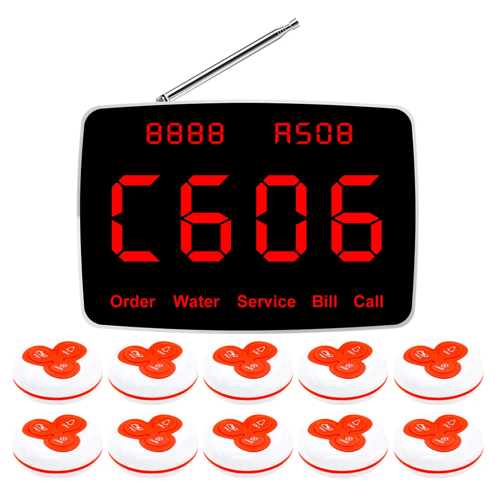 JINGLE BELLS Wireless Calling System 10 Pcs CTT25 Call Buttons for Bar,Restaurant,Office,Cafe Customer Call waiter Service Bell