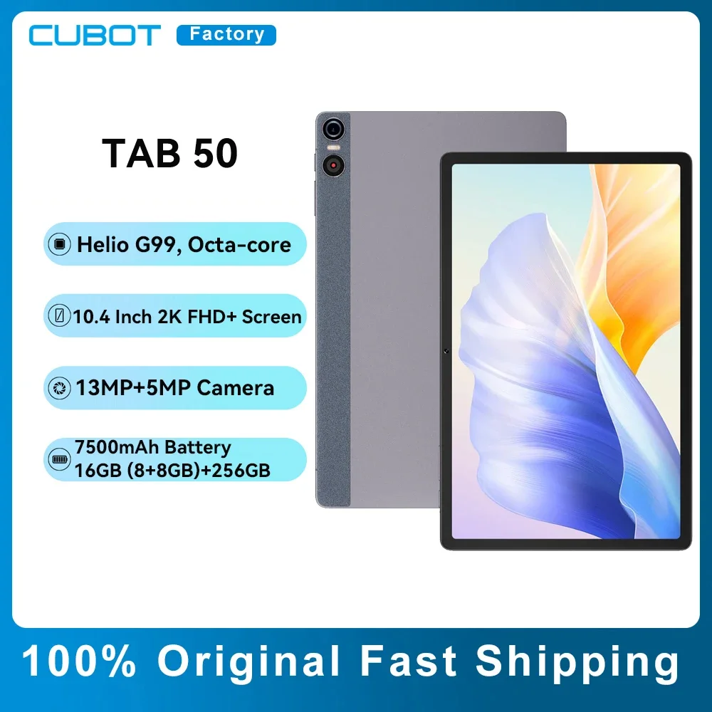 Cubot TAB 50 Tablet Helio G99 Octa-core 10.4 "2K FHD+ Screen Android 13 16GB RAM(8+8GB) 256GB ROM 7500mAh Battery WIFI GPS 