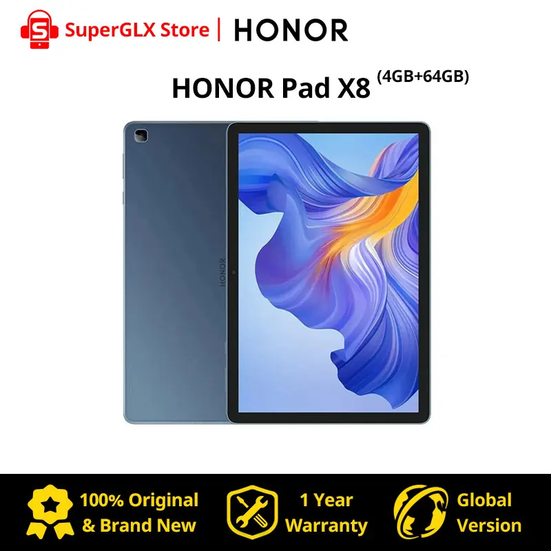 Global Version HONOR Pad X8 10.1'' HD Large Screen Octa-core MTK8786 Eye Protection Ultra-slim Tablet Android 12 WiFi 