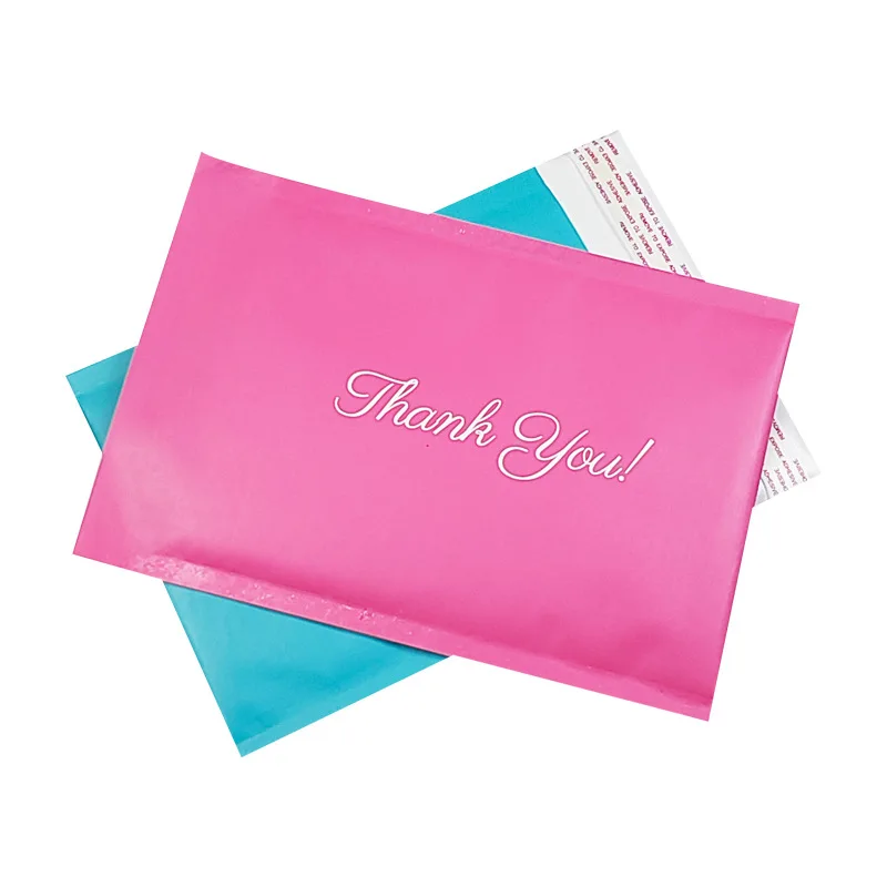 Pink Blue Thickened Kraft Paper Bubble Bag Thank You Self-adhesive Foam Bags Shockproof Waterproof Mailing Packaging