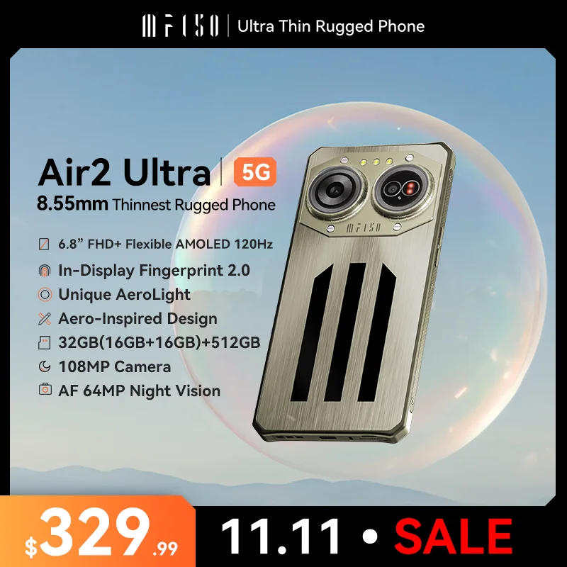 IIIF150 Air2 Ultra 5G Rugged Phone 6.8''FHD+ 120Hz Flexible AMOLED Screen 16GB+512GB 108MP Camera Ultra-thin Rugged 65