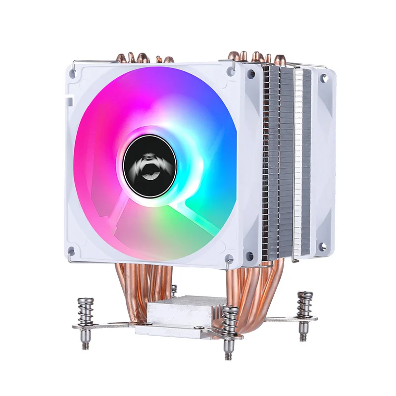QiuzAim 2011-3 cpu cooler x99 x79 PC Air-Cooled Processor White Fan 90mm 4pin/PWM 6 Heat Pipe Radiator install LGA115x 1200 1700