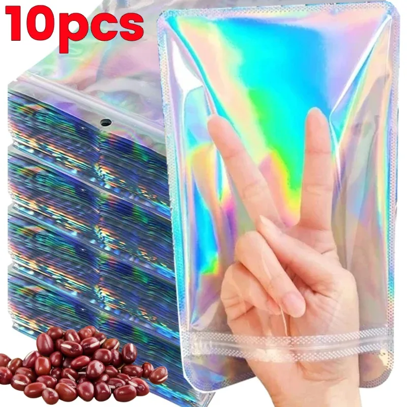 10Pcs Laser Bubble Mailers Bag Cosmetic Packaging Self Sealing Gift Pouch Clear Holographic Jewelry Lock Packaging Bags