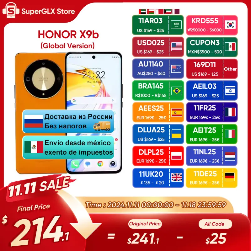 Global Version HONOR Magic6 Lite 5G X9b X50 6.78" Anti-Drop 120Hz Display 108MP Triple Cameras 2-Days Battery Android13 Dua