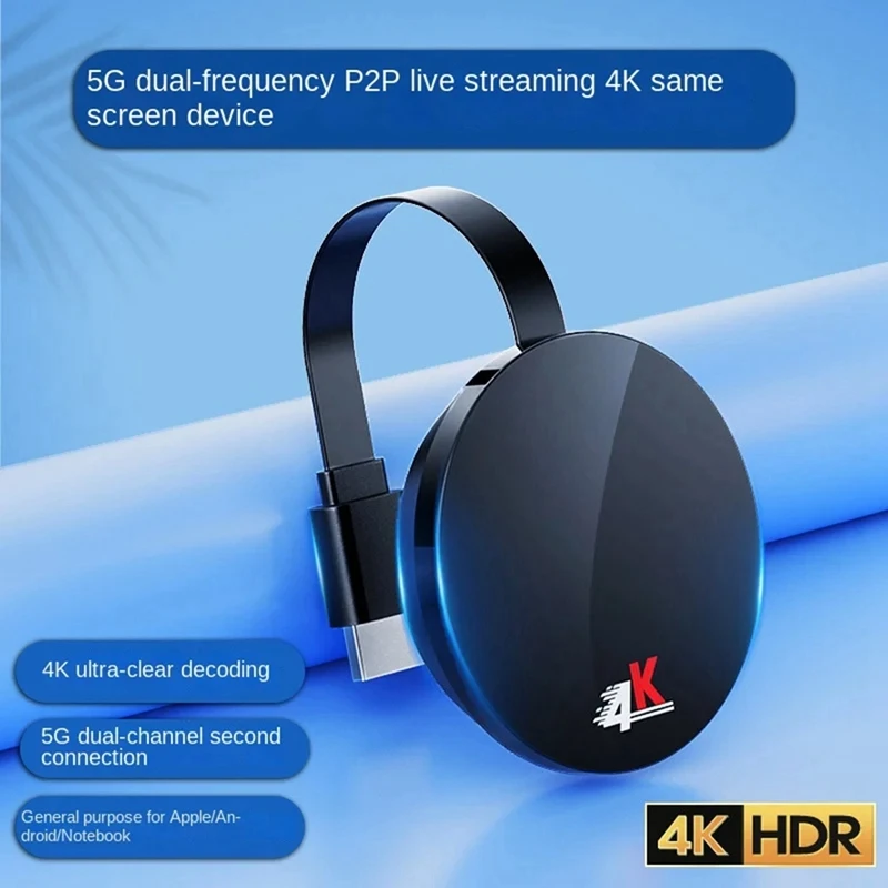 Wireless Display Receiver 4K -Compatible Wifi Display Adapter 5G+2.4G TV Stick For Android/IOS/Windows Easy To Use