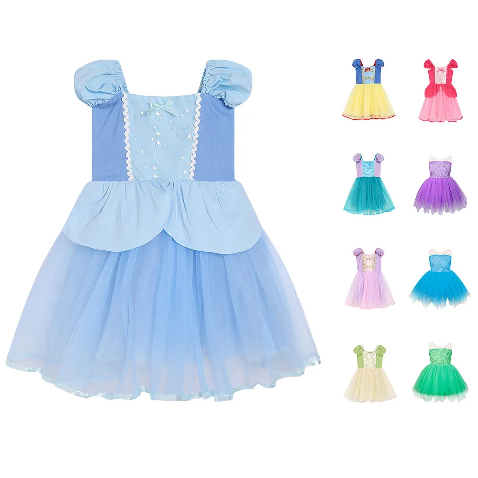 Children's Clothing Cartoon Elements Cute Sleeveless Mesh Princess Dress Girl's Spring and Autumn Dress Girl's Bi
