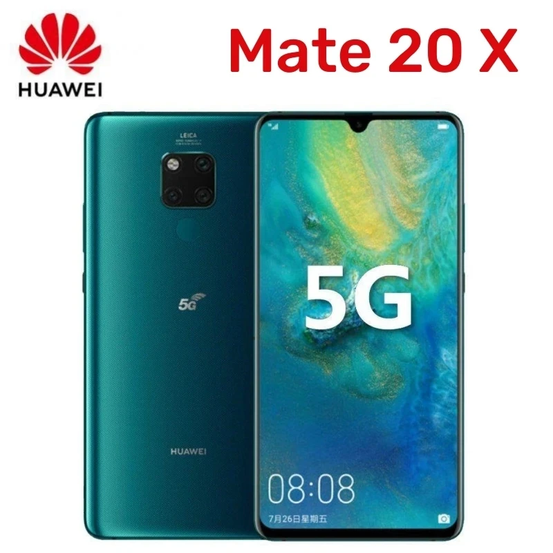 HUAWEI-Mate 20 X Smartphone, Android 5G, 4G Network, 7.2 ", 40MP + 24MP Camera, 8GB + 256GB, NFC, Original Cell Phone
