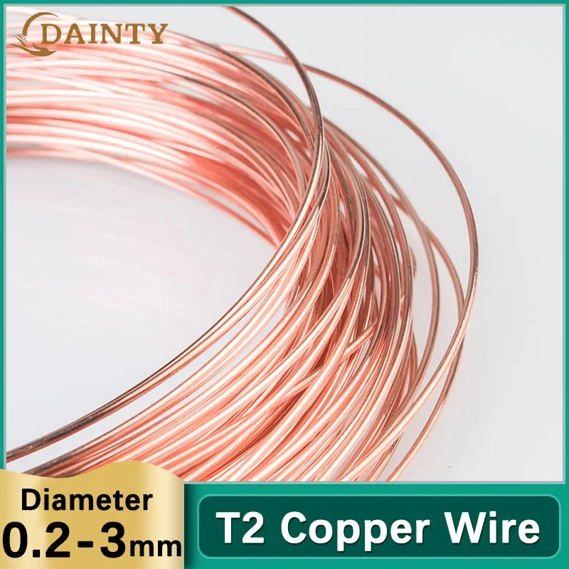 Diameter 0.2/0.3/0.4/0.5/0.6/0.8/1/1.2/1.5/1.8/2/2.3/2.5/3mm T2 Copper Wire Red copper 99.90% Bare Wire High Quality Copper Line