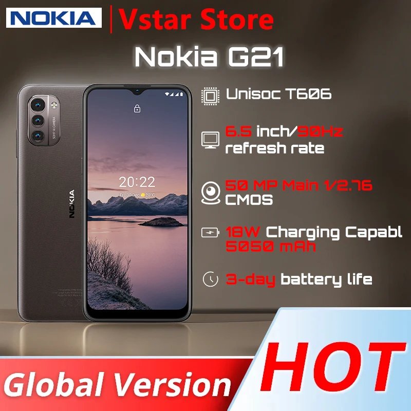 Nokia G21 6GB 128GB 4G Smartphone 6.5 inch Display 5050mAh Battery 50MP triple Camera Face Unlock 3-day Battery Life Global