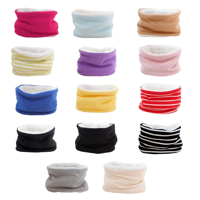 Autumn Winter Baby Scarf Solid Color Plush Scarves Neckerchief Child Neck Collar W3JF