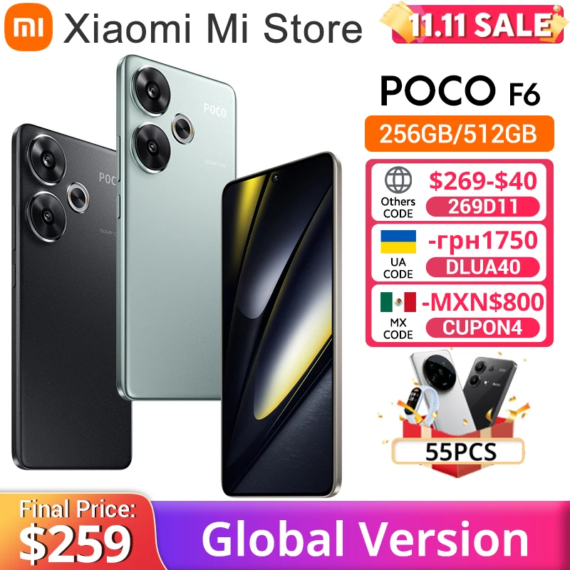 POCO F6 5G Cellphone Snapdragon 8s Gen 3 Global Version 90W turbo charging 5000mAh battery 6.67” 1.5K 120Hz AMOLED DotDisplay