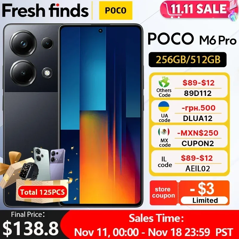 【World Premiere】POCO M6 Pro Smartphone 5000mA 67W wired charging Helio G99 Ultra 6.67 Flow AMOLED 120Hz AMOLED 64MP Camera NFC