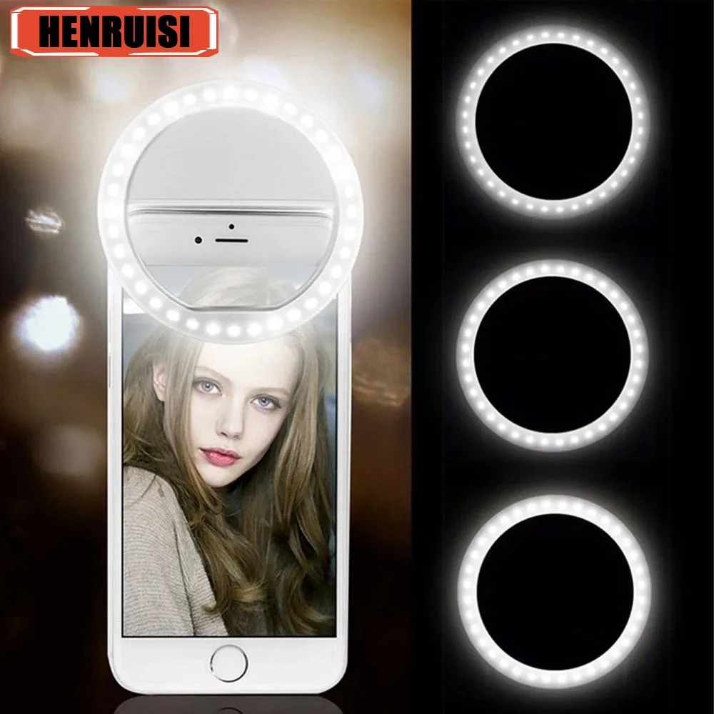 Portable Selfie Fill Light Ring Cell Phone Live Broadcast Video Photography Luminous Ring Adjustable Brightness Selfie Lamp 2024
