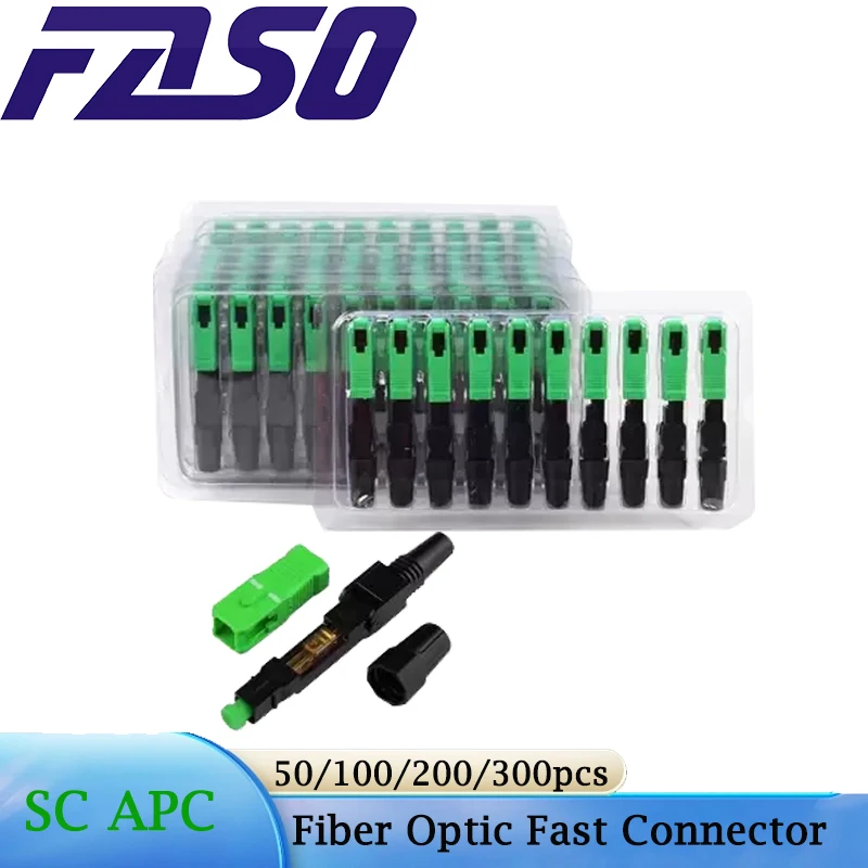 50/100/200PCS FTTH SC APC Optical Fiber Quick connector SC FTTH Fiber Optic Fast Connector Fiber Connector